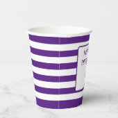 Gobelets En Papier Violet et blanc rayé "Cette boisson appartient à" (Droite)