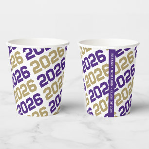 Gobelets En Papier Violet et Or sur Coupe de Remise des Diplômes Anné