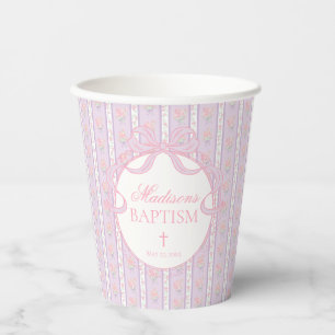 Gobelets En Papier Violet Floral Fancy Vintage Baptême