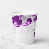 Gobelets En Papier Violet violet Parties scintillant de ballon d'arge (Recto)