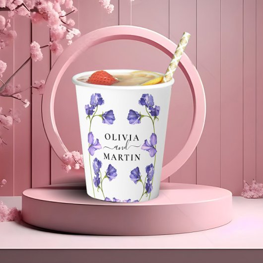 Gobelets En Papier Violets botaniques Violet Fleurs violettes Mariage