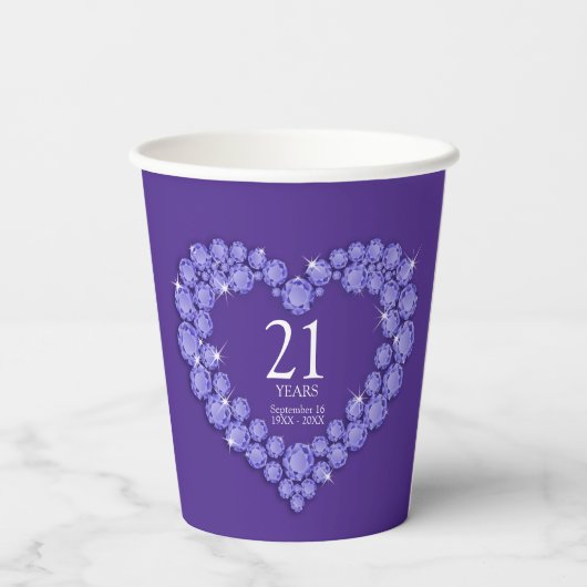 Gobelets En Papier Violite violette 21e anniversaire mariage (Verso)