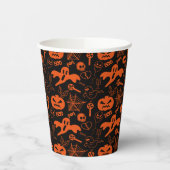 Gobelets En Papier Visage Citrouille Halloween Jack-o'-lantern noir (Gauche)