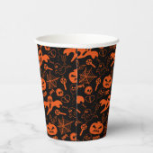 Gobelets En Papier Visage Citrouille Halloween Jack-o'-lantern noir (Droite)