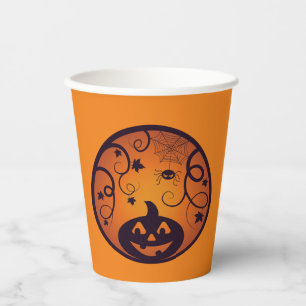 Gobelets En Papier Visage de citrouille et araignée Halloween Jack o