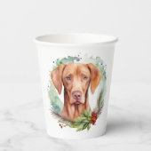 Gobelets En Papier Vizsla Christmas Wreath Festive Pup (Verso)