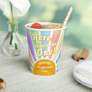 Gobelets En Papier Voici Celui-Là ! Retro Boho Sun 1er anniversaire