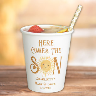 Gobelets En Papier Voici le Baby shower du fils