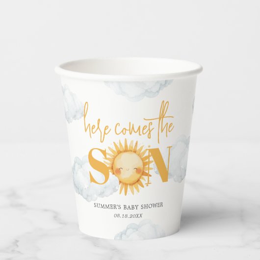 Gobelets En Papier Voici Le Baby shower Fils Boy (Recto)