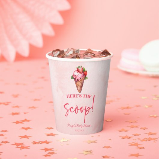 Gobelets En Papier Voici The Scoop ! Baby shower de crème glacée frai (Insitu)
