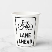 Gobelets En Papier Voie cyclable à l'avant Symbole Cyclisme Sécurité (Recto)