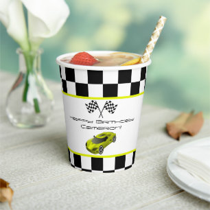 Gobelets En Papier Voiture de course jaune Parti Anniversaire de en