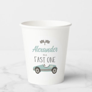 Gobelets En Papier Voiture Fast One bleue Race Anniversaire