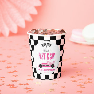 Gobelets En Papier Voiture Fast & Six Pink Race 6e fête d'anniversair