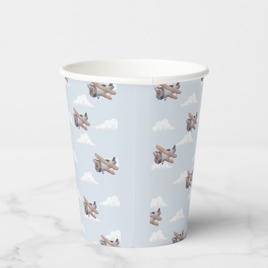 Gobelets En Papier Vol temps, avion bleu Voyage (Droite)