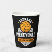 Gobelets En Papier Volleyball AJOUTER TEXTE École Varsity Team Joueur (Recto)