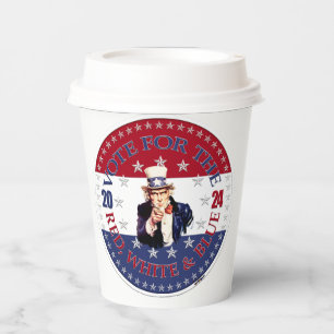 Gobelets En Papier Votez Rouge Bleu 2024 pour l'Oncle S Rouge Blanc B