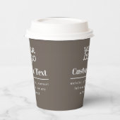 Gobelets En Papier Votre Logo Moderne Rétro Beige & Gris Clair (Gauche)