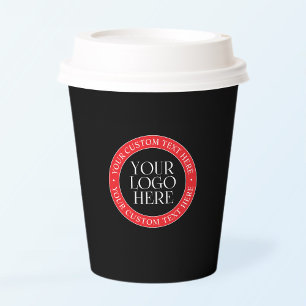 Gobelets En Papier Votre logo ou autre image Noir rouge et blanc