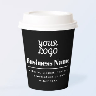 Gobelets En Papier Votre Logo Retro-Moderne Noir & Blanc