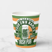Gobelets En Papier Votre nom Irish Pub Funny Jour de la Saint Patrick (Recto)