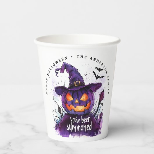 Gobelets En Papier Vous avez été appelé sorcière Citrouille violette (Verso)