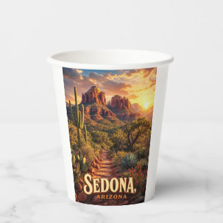 Gobelets En Papier Voyage à Sedona Arizona Coucher de soleil Roche Ro
