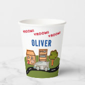 Gobelets En Papier Vroom Vroom Racing Car Road House Boy Anniversaire (Recto)