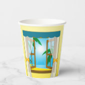 Gobelets En Papier Vue sur la plage d'été (Recto)