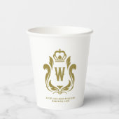 Gobelets En Papier W Tasse de papier Gold Crest initiale (Verso)