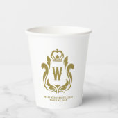 Gobelets En Papier W Tasse de papier Gold Crest initiale (Recto)