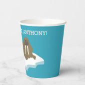 Gobelets En Papier Walrus sur une Iceberg Custom Birday Party (Verso)