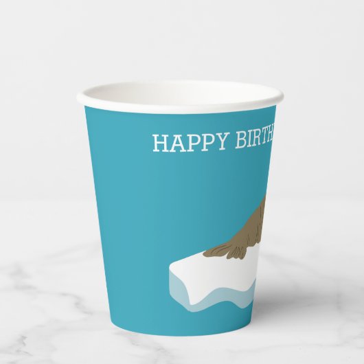 Gobelets En Papier Walrus sur une Iceberg Custom Birday Party (Recto)