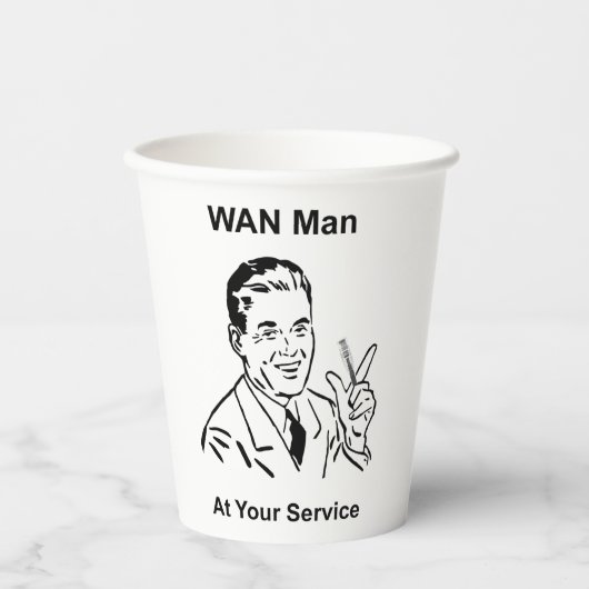 Gobelets En Papier WAN Man À Votre Service Retro Tech (Recto)