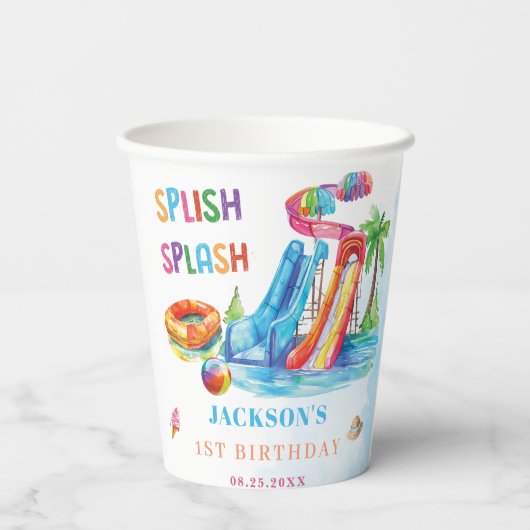 Gobelets En Papier Water Slide Splish Splash Birthday Party (Verso)