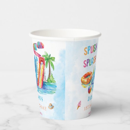 Gobelets En Papier Water Slide Splish Splash Birthday Party (Droite)
