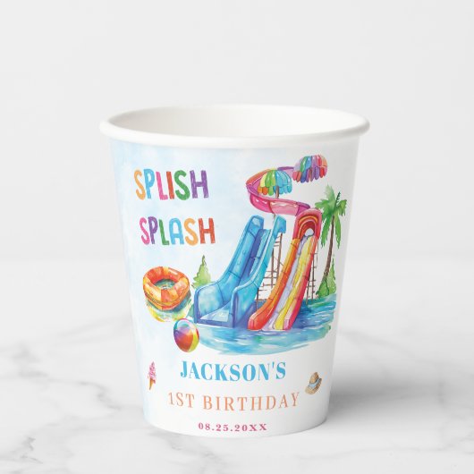 Gobelets En Papier Water Slide Splish Splash Birthday Party (Recto)
