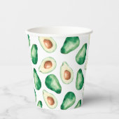 Gobelets En Papier Watercolor Avocado Motif fête d'anniversaire (Recto)