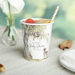 Gobelets En Papier Watercolor Baby shower forestier Woodland