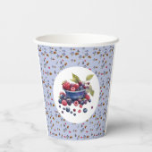 Gobelets En Papier Watercolor Berry Sweet Blueberries Baby Shower (Verso)