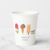 Gobelets En Papier Watercolor Crème glacée & Popsicles fête d'anniver (Verso)
