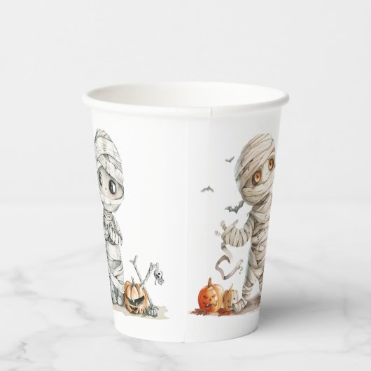 Gobelets En Papier Watercolor Dancing Mummies Citrouille (Droite)