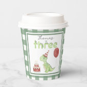 Gobelets En Papier Watercolor Dinosaur 3rd birthday (Recto)