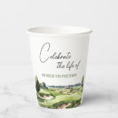 Gobelets En Papier Watercolor Golf Course Golfer Memorial (Verso)