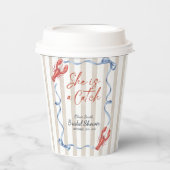 Gobelets En Papier Watercolor Nautical She's a Catch Bridal Shower (Recto)