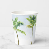 Gobelets En Papier Watercolor Palm Tree Beach Wedding (Verso)