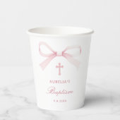 Gobelets En Papier Watercolor Pink Bow Baptism (Verso)