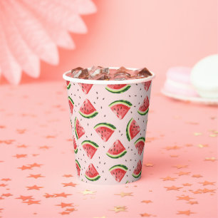Gobelets En Papier Watercolor Watermelon Motif de fruits