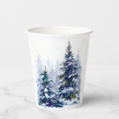 Gobelets En Papier Watercolor winter forest Christmas tree (Recto)