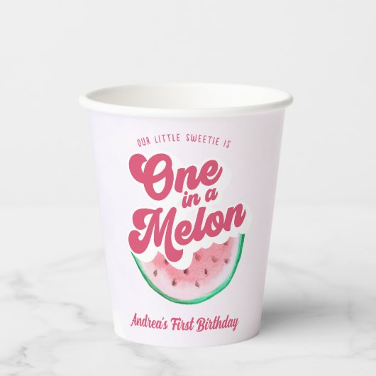 Gobelets En Papier Watermelon One dans un Melon Retro Premier anniver (Recto)